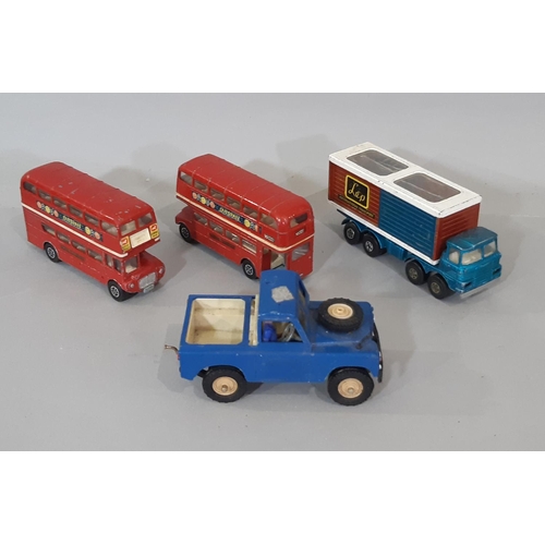 599 - A collection of unboxed playworn model vehicles including Dinky Spectrum Pursuit Vehicle 014 and Max... 