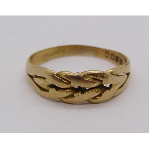 245 - Antique 18ct keeper ring, size R/S, 3.5g