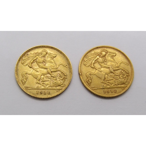 260 - Two half sovereigns dated 1911 and 1912 (2)