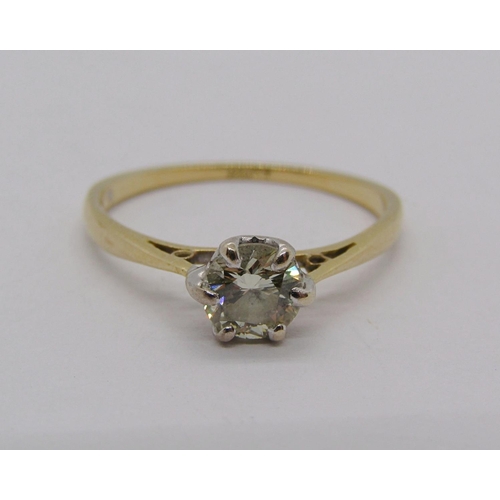 272 - 18ct diamond solitaire ring, 0.50cts approx, size J/K, 1.7g