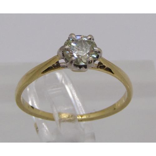 272 - 18ct diamond solitaire ring, 0.50cts approx, size J/K, 1.7g