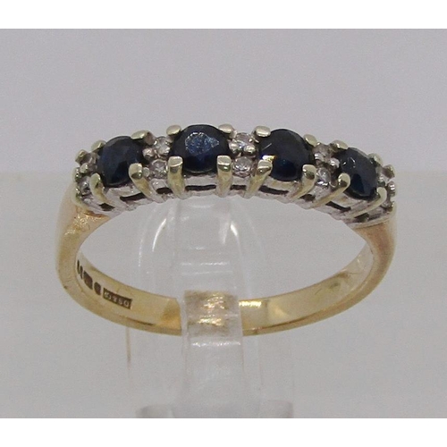 276 - 9ct sapphire and diamond ring, size L, 2.2g