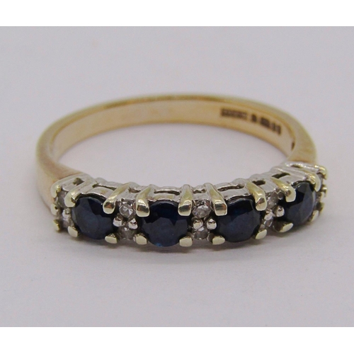 276 - 9ct sapphire and diamond ring, size L, 2.2g