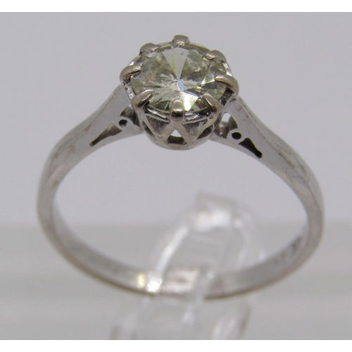 282 - Platinum diamond solitaire ring, 0.85cts approx, size O, 2.8g