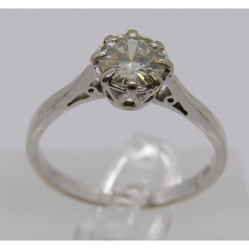 282 - Platinum diamond solitaire ring, 0.85cts approx, size O, 2.8g