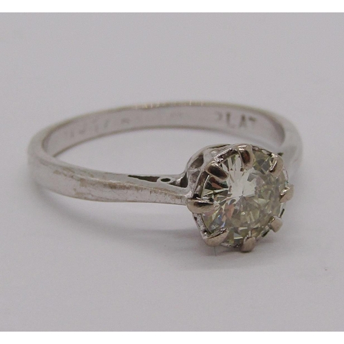 282 - Platinum diamond solitaire ring, 0.85cts approx, size O, 2.8g