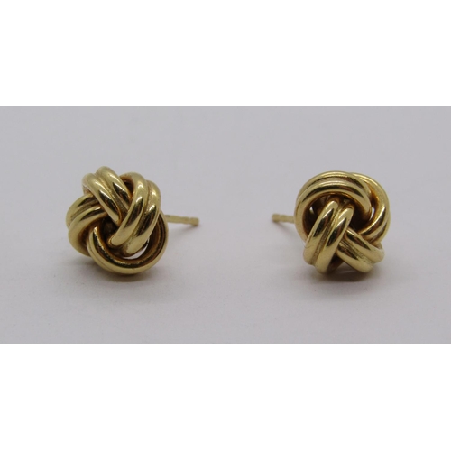 289 - Pair of 18ct knot stud earrings, 3.2g (no butterflies)