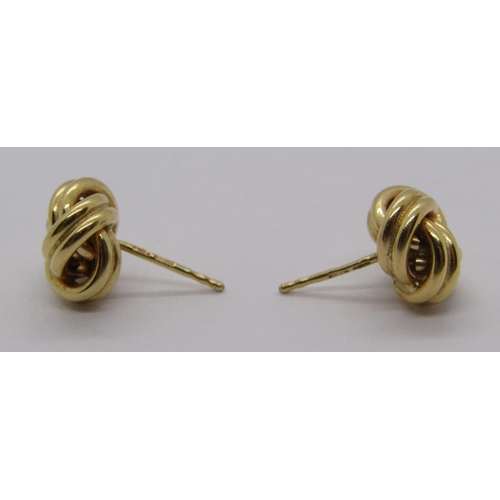 289 - Pair of 18ct knot stud earrings, 3.2g (no butterflies)