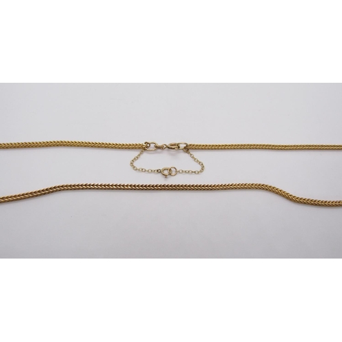 294 - 9ct foxtail chain necklace with safety chain, 60cm L approx, 12.3g