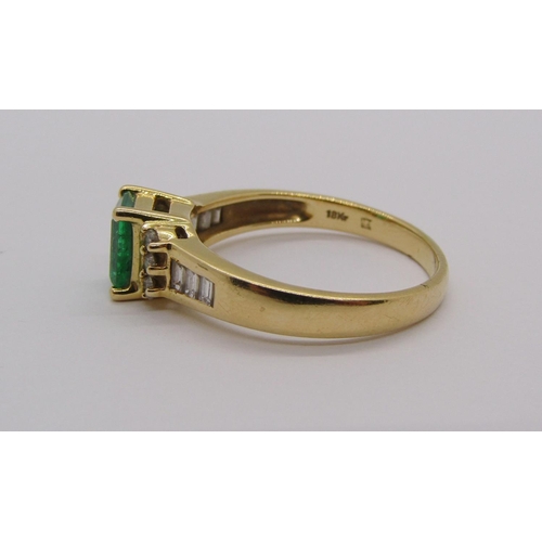 299 - 18ct vari-cut emerald and diamond ring, size S, 4.9g, with accompanying 2004 Kirk Freeport insurance... 