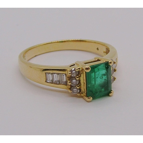 299 - 18ct vari-cut emerald and diamond ring, size S, 4.9g, with accompanying 2004 Kirk Freeport insurance... 