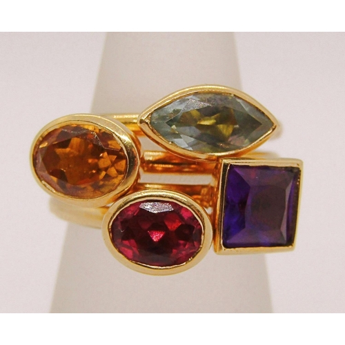 301 - Four 18ct gem set stacking rings by Pascal Jewellery (now Annoushka), citrine, amethyst, topaz and r... 