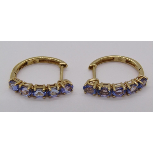 307 - Group of 9ct jewellery comprising a sapphire and diamond ring, size J/K and two pairs of tanzanite e... 