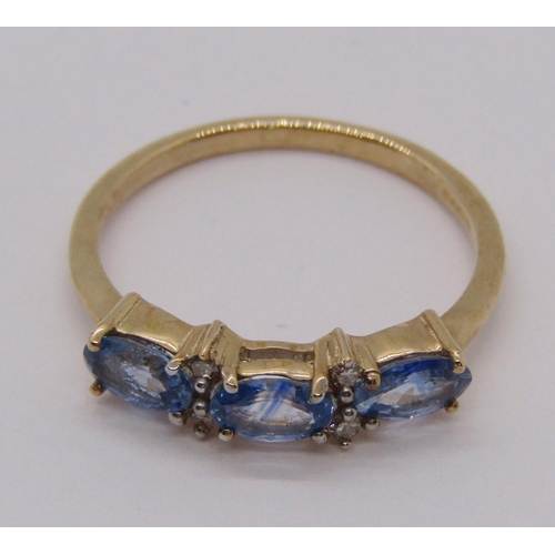 307 - Group of 9ct jewellery comprising a sapphire and diamond ring, size J/K and two pairs of tanzanite e... 