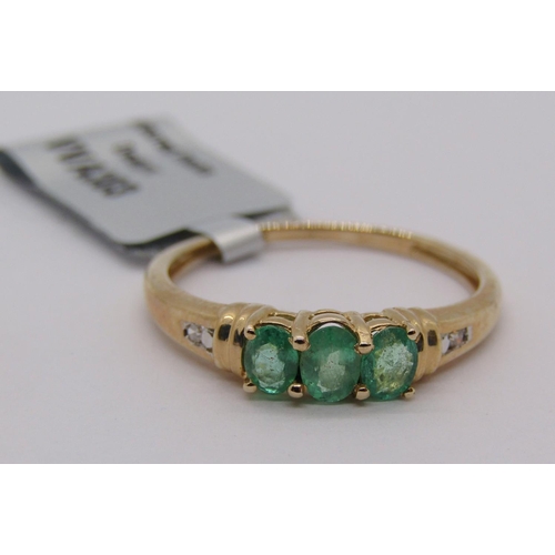 309 - 9ct emerald and diamond ring with Coloured Rocks authenticity card, together with a further 9ct diam... 