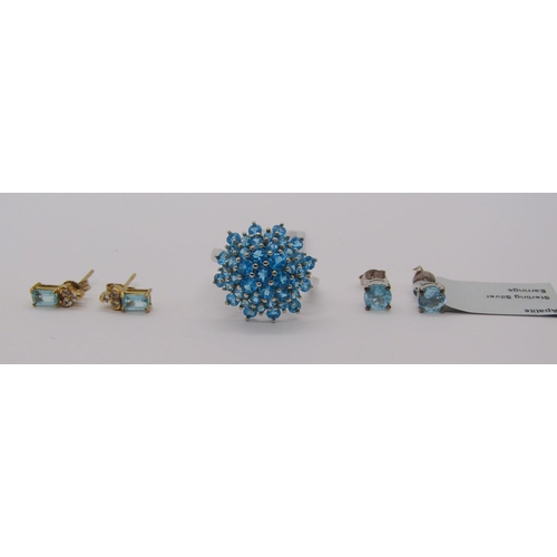 310 - Group of apatite jewellery comprising a 9ct white gold cluster ring, pair of 9ct apatite and white s... 