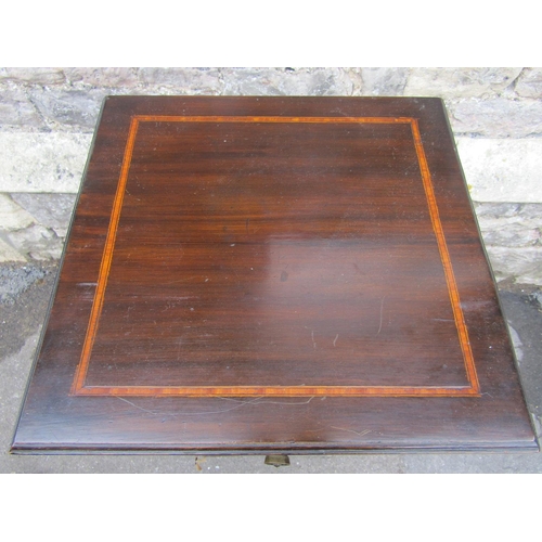 1263 - An inlaid Edwardian mahogany pedestal side cabinet of square cut form with satinwood banding and box... 