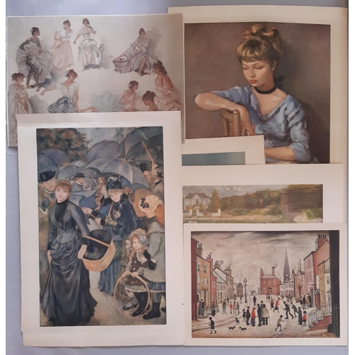 998a - A portfolio of fifteen 20th century unmounted prints to include: Renoir, William Russel-Flint, Lowry... 