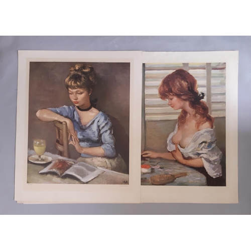 998a - A portfolio of fifteen 20th century unmounted prints to include: Renoir, William Russel-Flint, Lowry... 