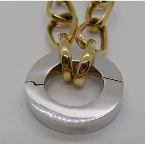 315 - Substantial yellow metal chain link necklace with 18ct white gold ring clasp, chain 61cm L, 52.6g