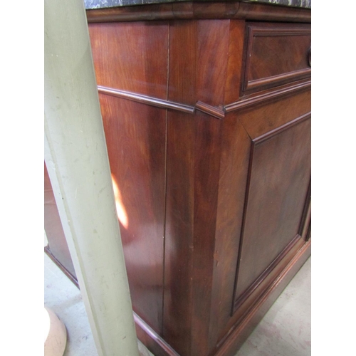 1310 - A pair of substantial 19th century mahogany buffets/side cupboards, each enclosed by a pair of  well... 