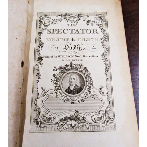 1707 - The Spectator Volumes 1-8, 1778, printed for W Wilson, Dublin, together with six volumes of Goldsmit... 