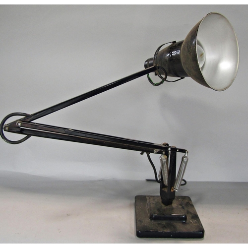 692 - A mid 20th century black Anglepoise lamp on a stepped base, stamped Made in England, Herbert Terry &... 