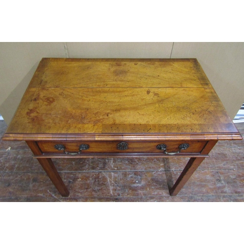 1535 - A Georgian mahogany side table with frieze drawer and crossbanded borders, the top with further cros... 