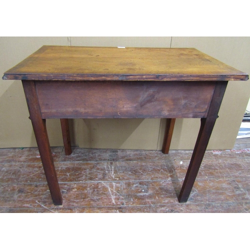 1535 - A Georgian mahogany side table with frieze drawer and crossbanded borders, the top with further cros... 