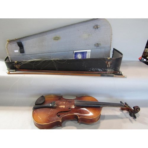 809 - A violin, in need of restoration, bearing the label inside, Antonius Stradivarius Cremonensis Anno 1... 