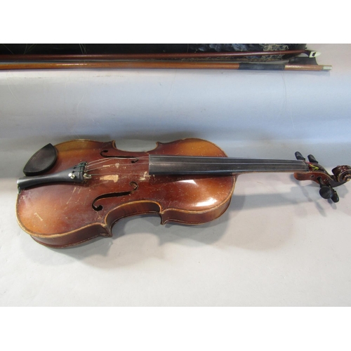 809 - A violin, in need of restoration, bearing the label inside, Antonius Stradivarius Cremonensis Anno 1... 