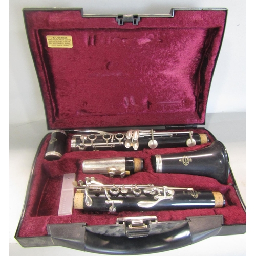 826 - A Buffet Crampon B12 Clarinet Paris  in five sections in  a velvet lined plastic case.