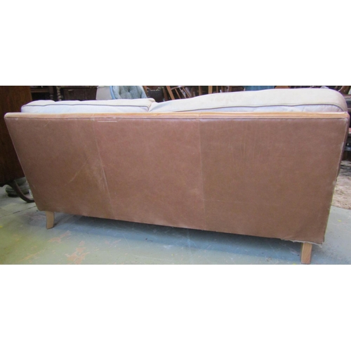 1375 - A Sofa Workshop contemporary low deep seated light brown leather upholstered sofa, loosely in the Ho... 