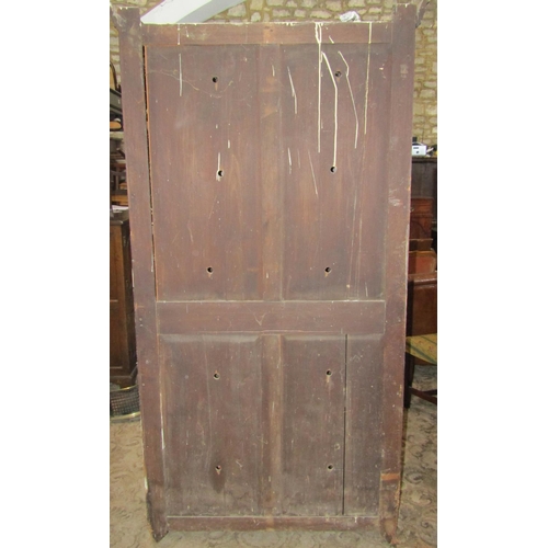 1341 - A 19th century oak side cupboard, freestanding and enclosed by a pair of rectangular fielded panelle... 