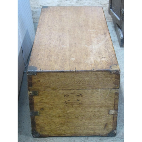 1359 - A 19th century military style camphor wood chest with hinged lid and exposed dovetail construction (... 