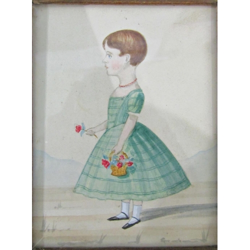 978 - 'Antoinette Alessio' (Primitive, American School, c.1830), watercolour on paper, titled and dated ve... 