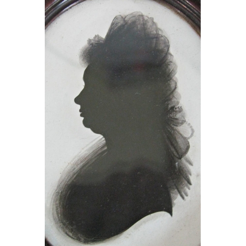 981 - Silhouette portrait of a lady on plaster (c.1790), 8 x 6.5 cm, in oval frame