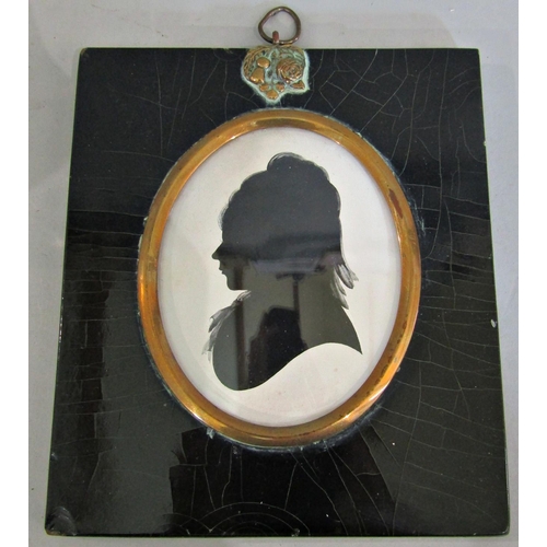 982 - Silhouette portrait of a lady on plaster (c.1790) 8 x 6.5 cm, framed