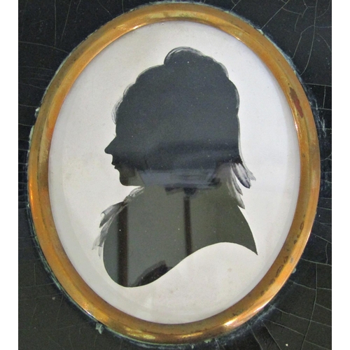 982 - Silhouette portrait of a lady on plaster (c.1790) 8 x 6.5 cm, framed