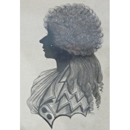 984 - Attributed to Isabella Betham (1753-1825) - Silhouette portrait of a lady wearing riding jacket with... 