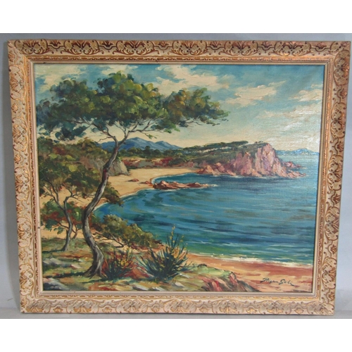 991 - Two 20th century oil paintings of coastal scenes to include: Rigau Geli - 'Playa de sa Conca Costa B... 