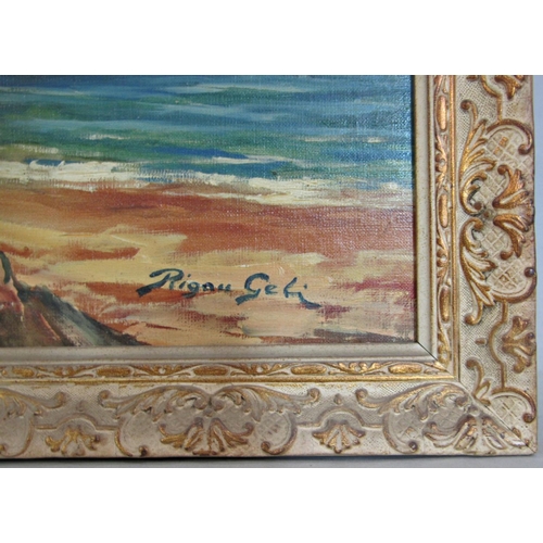 991 - Two 20th century oil paintings of coastal scenes to include: Rigau Geli - 'Playa de sa Conca Costa B... 