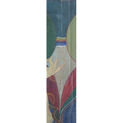 996 - Five Buddhas (possibly Korean), polychrome/gouache on silk with faint gilt border,  121 x 74 cm, car... 