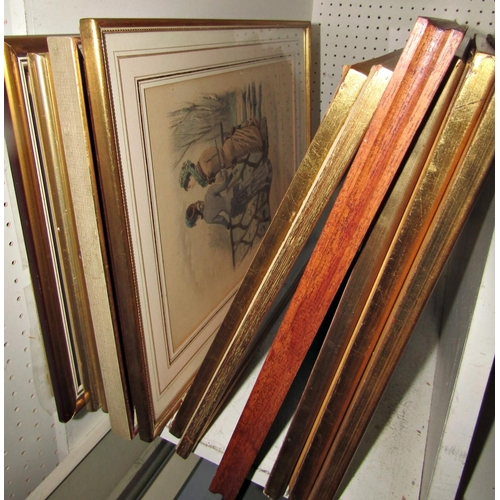 997 - Twelve framed works to include: ancient Egyptian style gilt and ink painting, 25 x 33 cm; pen on pap... 