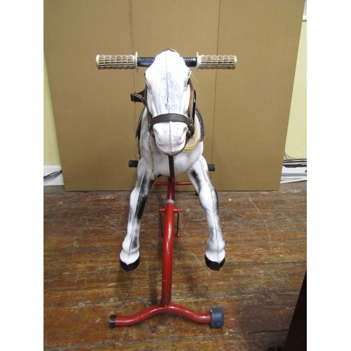 542 - Vintage rocking horse, probably by Triang, with painted finish (partially refurbished) on tubular st... 