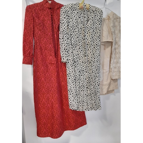 613 - Vintage clothing collection including a ladies dress in Yves Saint Laurent monogram fabric, a full l... 