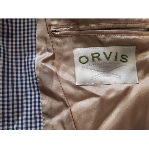 621 - A large collection of men's outdoor clothing including 4 waistcoats/gillets by Orvis in leather and ... 