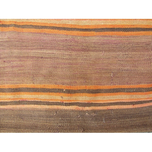 1791 - A North West Persian Kurdish Jajim  flat weave  carpet in horizontal tone of brown 420cm x 95cm appr... 