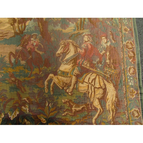 1811 - A tapestry wall hanging depicting a hunting scene, 200cm x 200cm approx