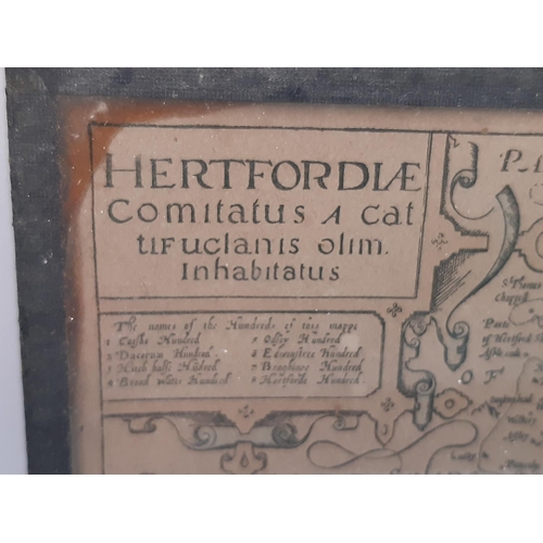 919 - Christopher Saxton (act.c.1540-1610) - 'Hertfordiae - Comitatus A cat tifuclanis ohm. inhabitatus', ... 